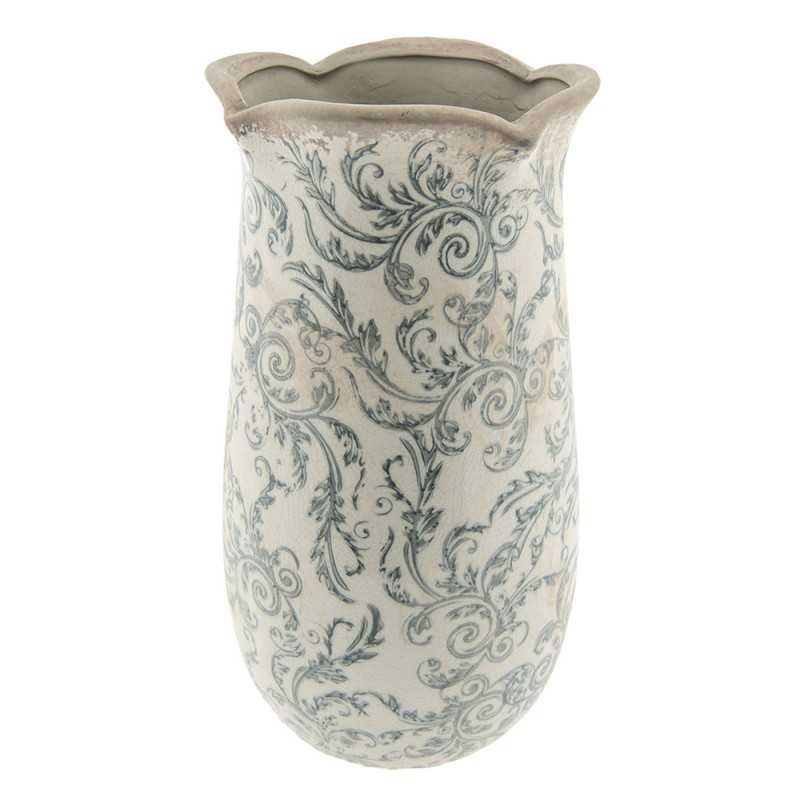 Wazon ceramiczny w szare kwiaty wys.28cm. 6CE0871