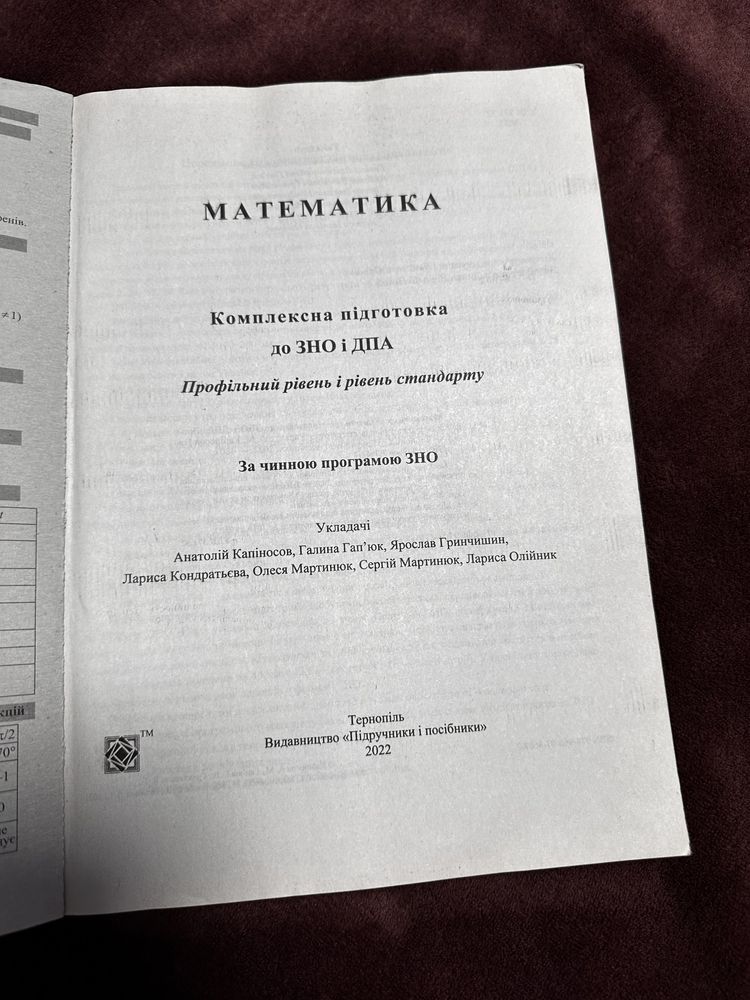 Посібник для підготовки до ДПА та ЗНО з математики. А. Капіносов