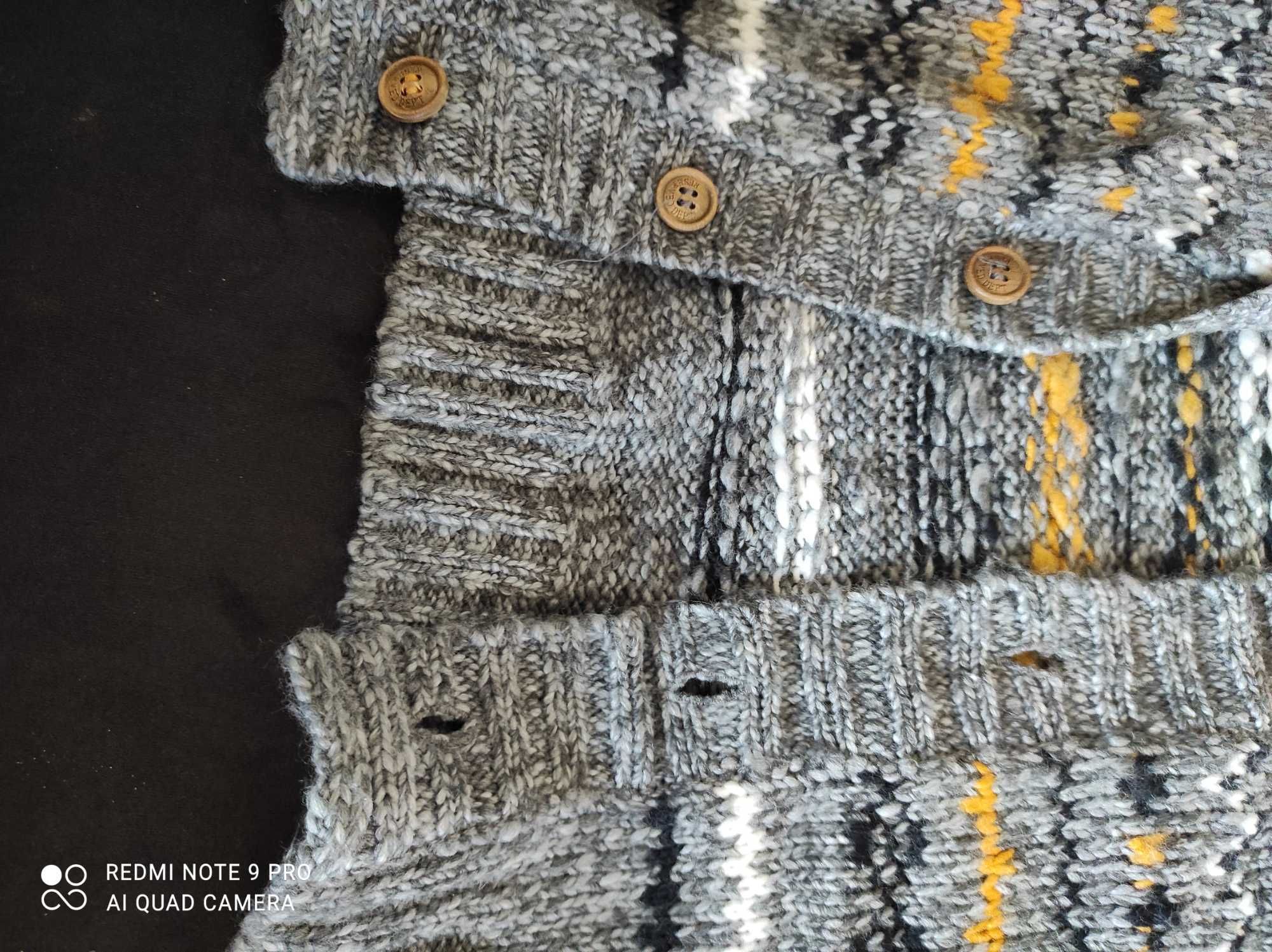 Sweterek rozpinany 128 wełniany