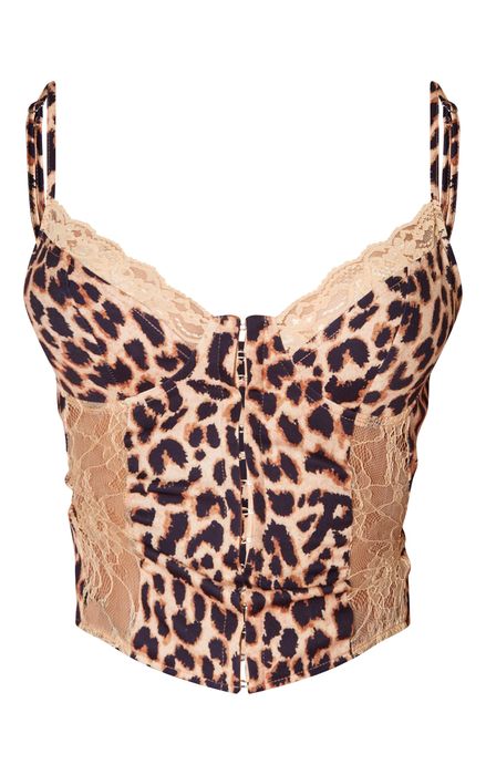 Майка на брительках корсет леопардова