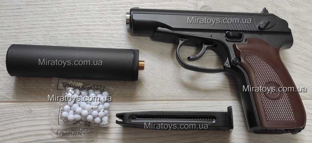 Іграшковий металевий пістолет Макарова з Глушником ПМ Galaxy G29A