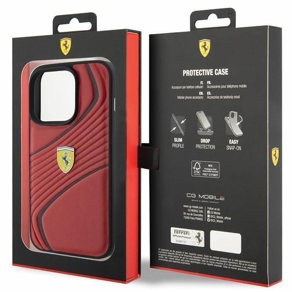 Etui Ferrari Twist Metal Logo Na Iphone 15 Pro - Czerwone