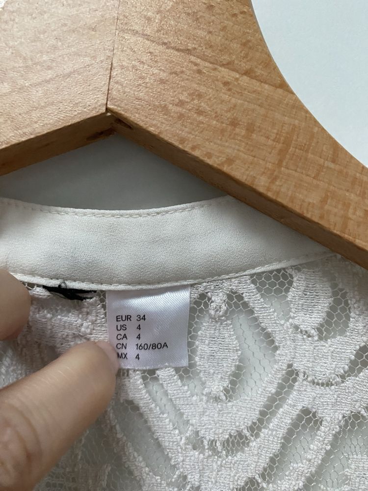 Luźna bluzka Ecru z koronką H&M