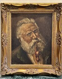 Картина старинная»Портрет мужчины с трубкой».Европа