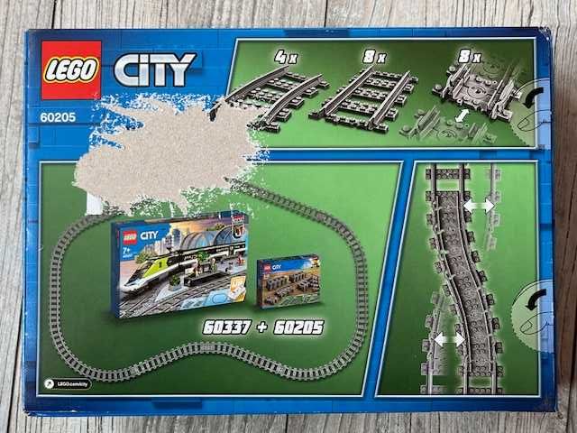 Lego 7897 + 60205 + 60238 Pociąg Pasażerski + dodatkowe tory , train