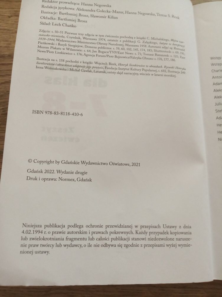 Lektury dla klas 7-8 zeszyt ćwiczeń GWO