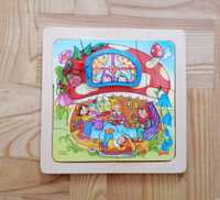Zabawka edukacyjna drewniana, układanka z okienkiem, puzzle goki, 10 e