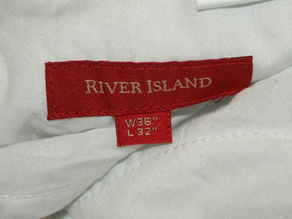 River Island 100% len lniane białe spodnie męskie  eco W36 L32 XL