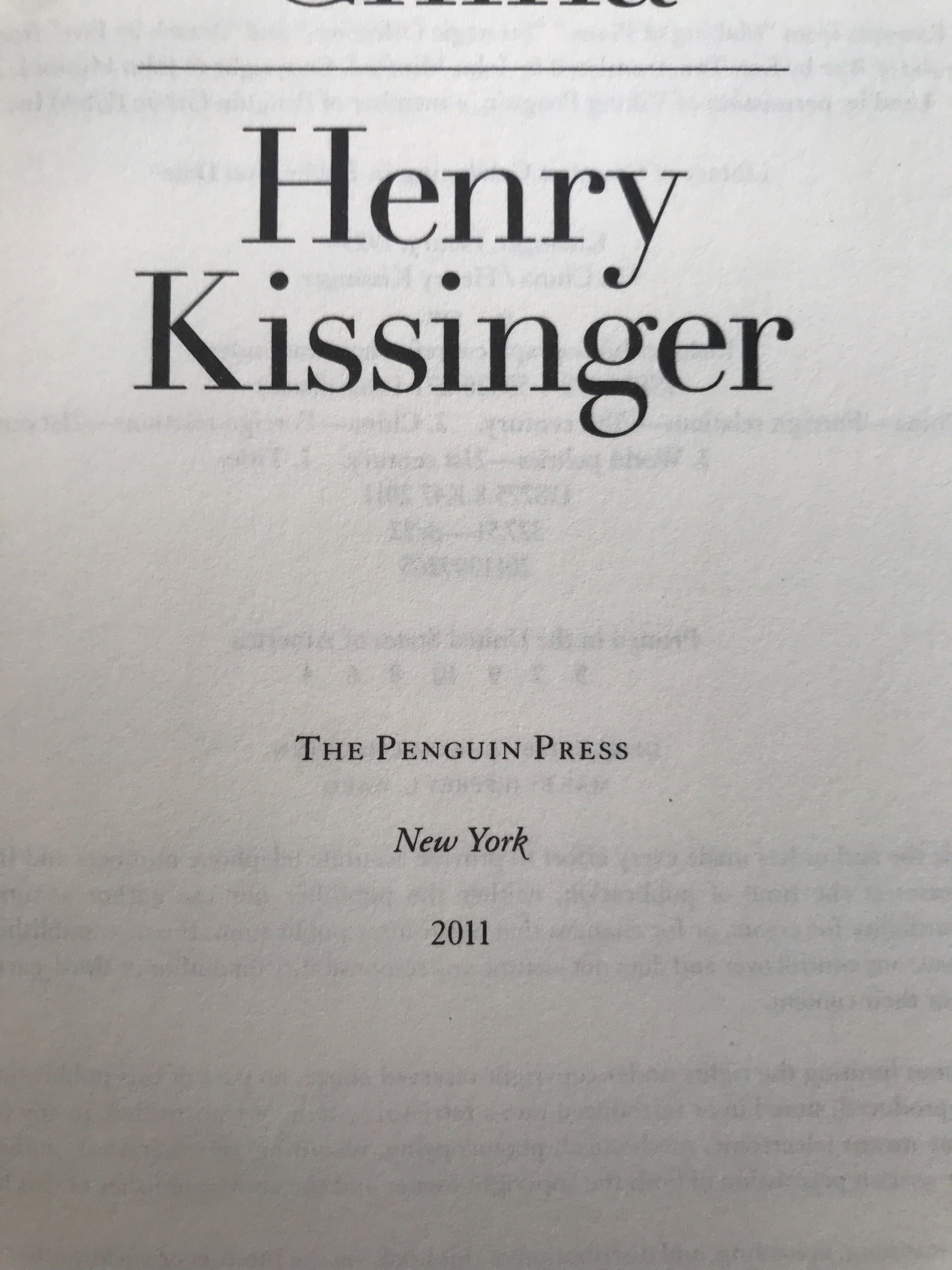 On China . Henry Kissinger