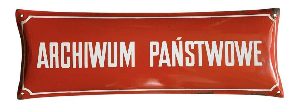 PRL: Tablica Emaliowana Archiwum Państwowe Vintage