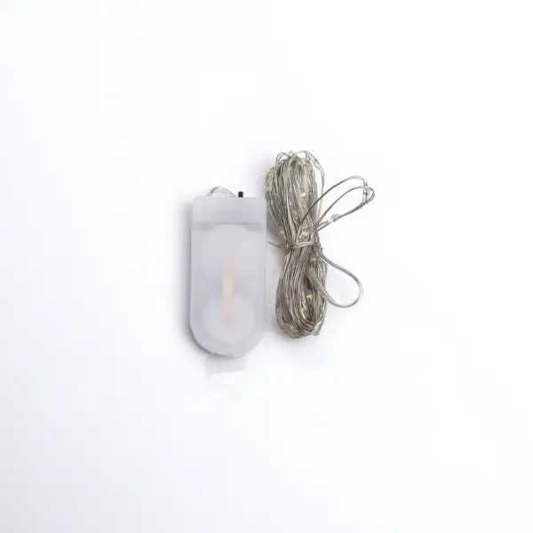 Гірлянда Роса нитка 50 LED довжина 5 м на батарейках, Жовтий колір