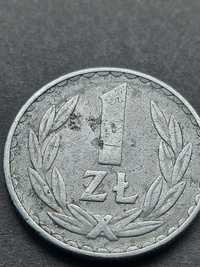 moneta z czasów PRL 1 złoty z 1975r bez znaku mennicy