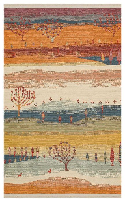 Dwustronny Dywan Kilim do Prania w Abstrakcyjny Wzór Krajobrazu 80x150