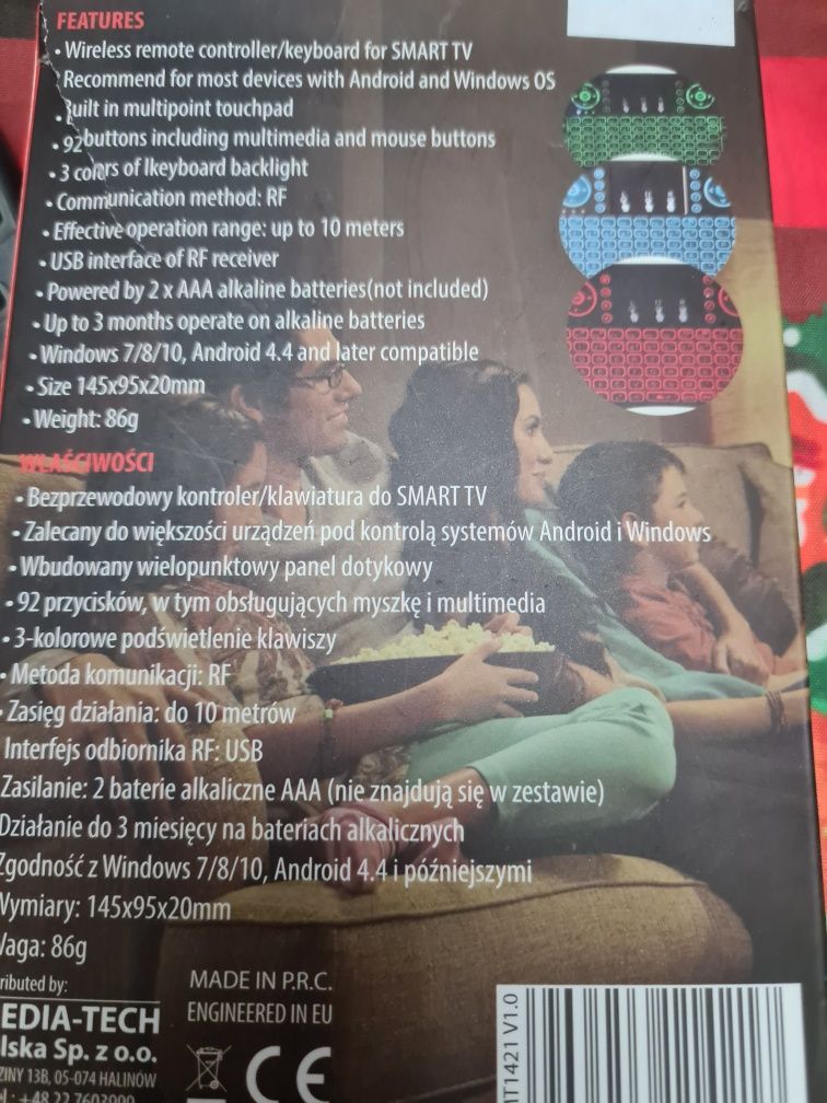 Klawiatura bezprzewodowa , podświetlana  Smart TV