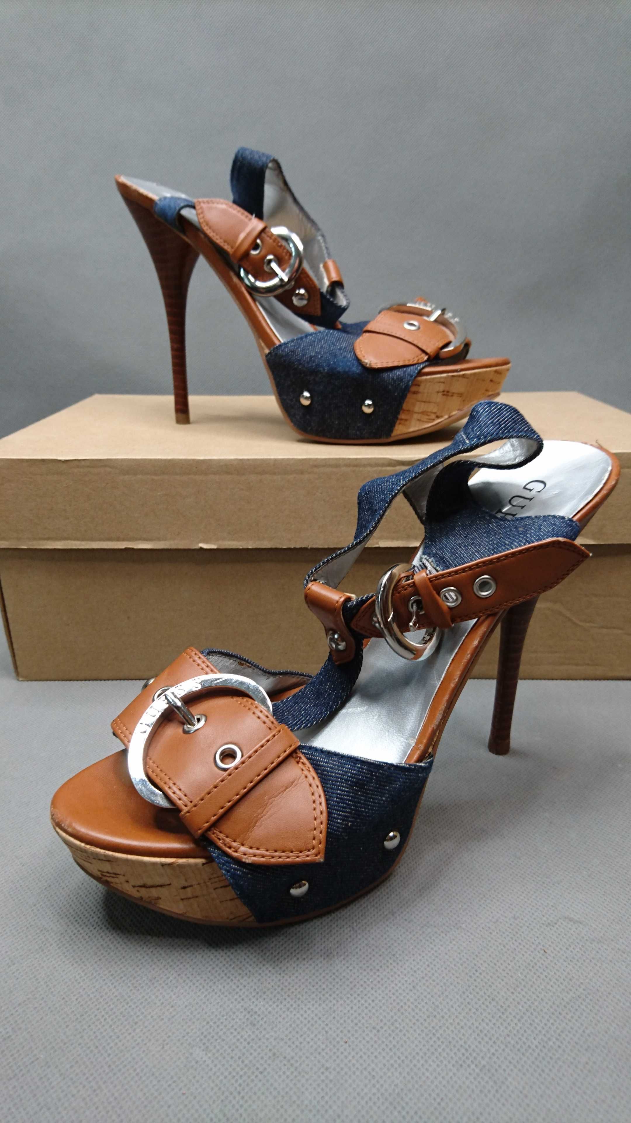 Buty Guess Szpilki Wysokie Sandały Jeans R.40