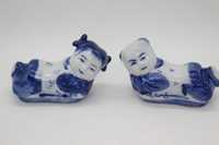 Figuras Almofada Opium Baby porcelana Chinesa XX Azul Branco RARO