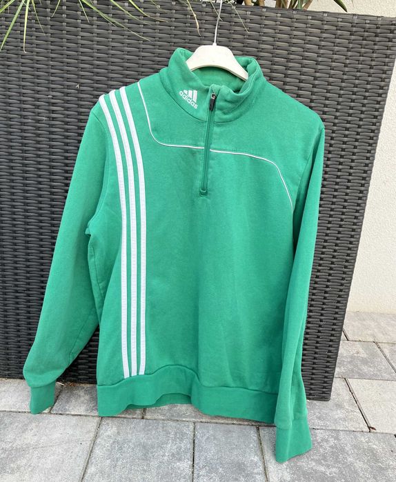 Adidas zielona bluza vintage oldschool polo zamek