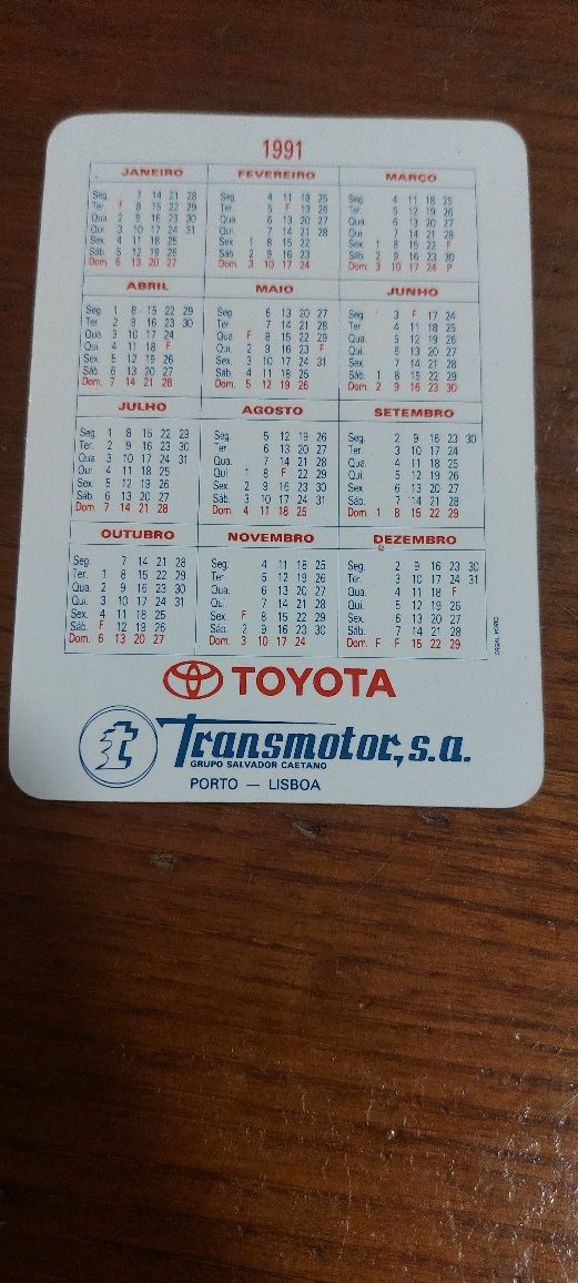 Calendários de 1991