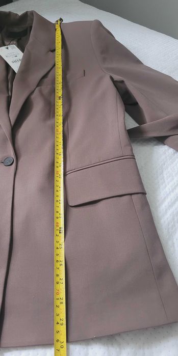 brązowa norkowa marynarka z wiązaniem paskiem Zara M 38 L 40