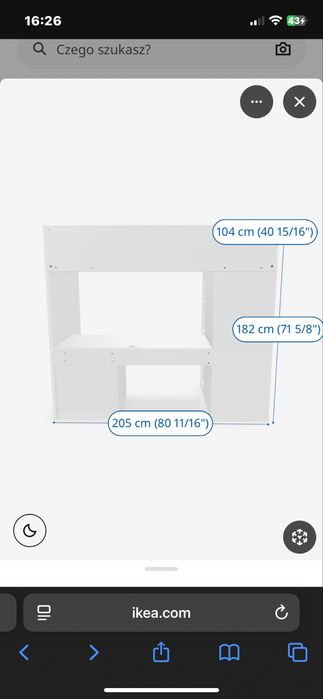 Łóżko piętrowe z biurkiem SMASTAD