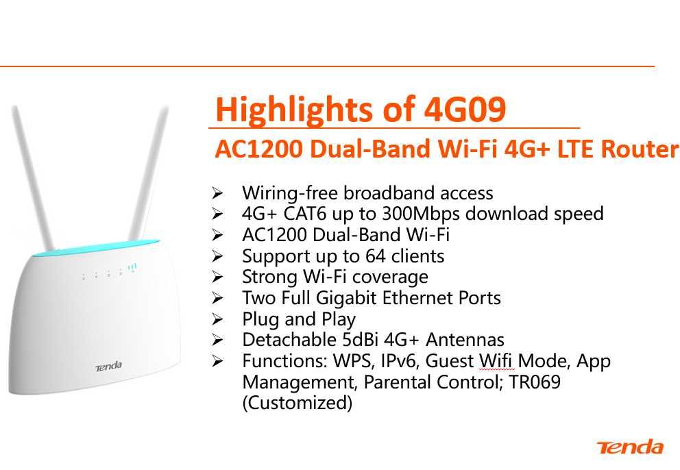 Роутер 4G+ LTE Двухдиапазонный Wi-Fi  Tenda 4G09 AC1200 + Sim  НОВЫЙ !