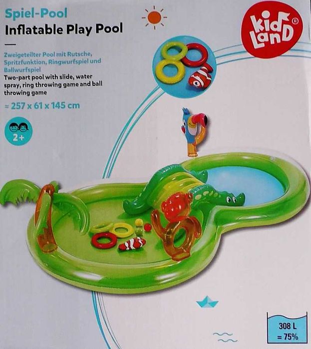 Plac Zabaw wodny dmuchany 257x61x145cm zjeżdżalnia dla dzieci