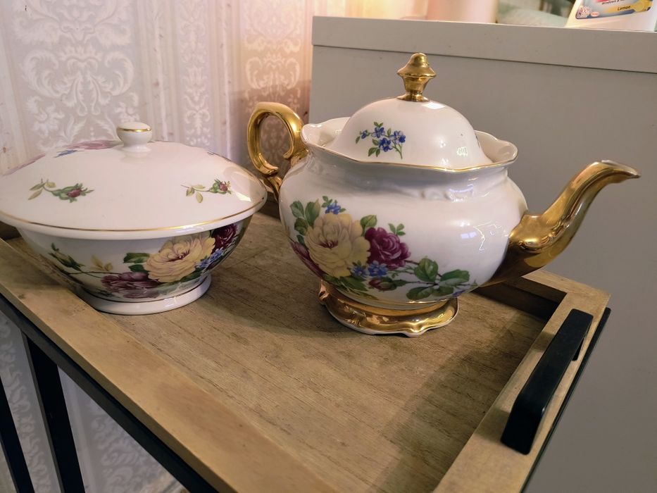 Porcelit Pruszków PRL, dzbanek, imbryk, bomboniera