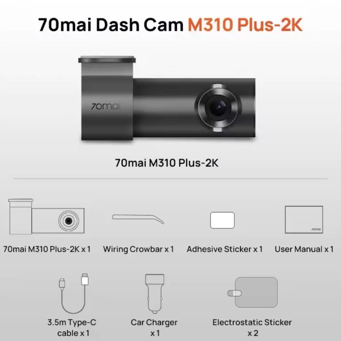 Відеореєстратор 70mai Dash Cam M310 Plus-2K black