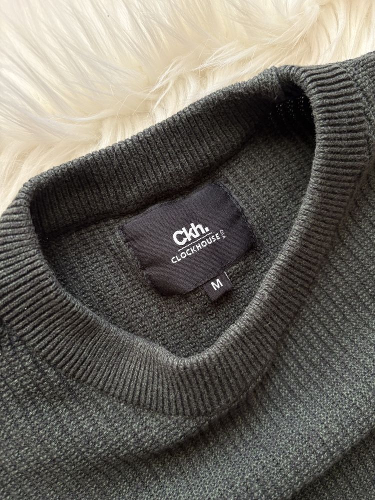 Sweter męski zielony elegancki C&A rozmiar M bawełna