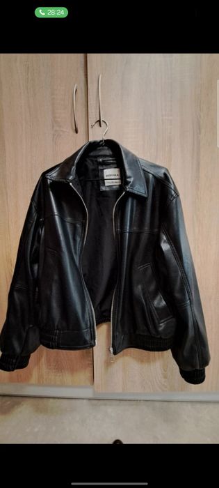 kurtka skórzana bomberka oversize