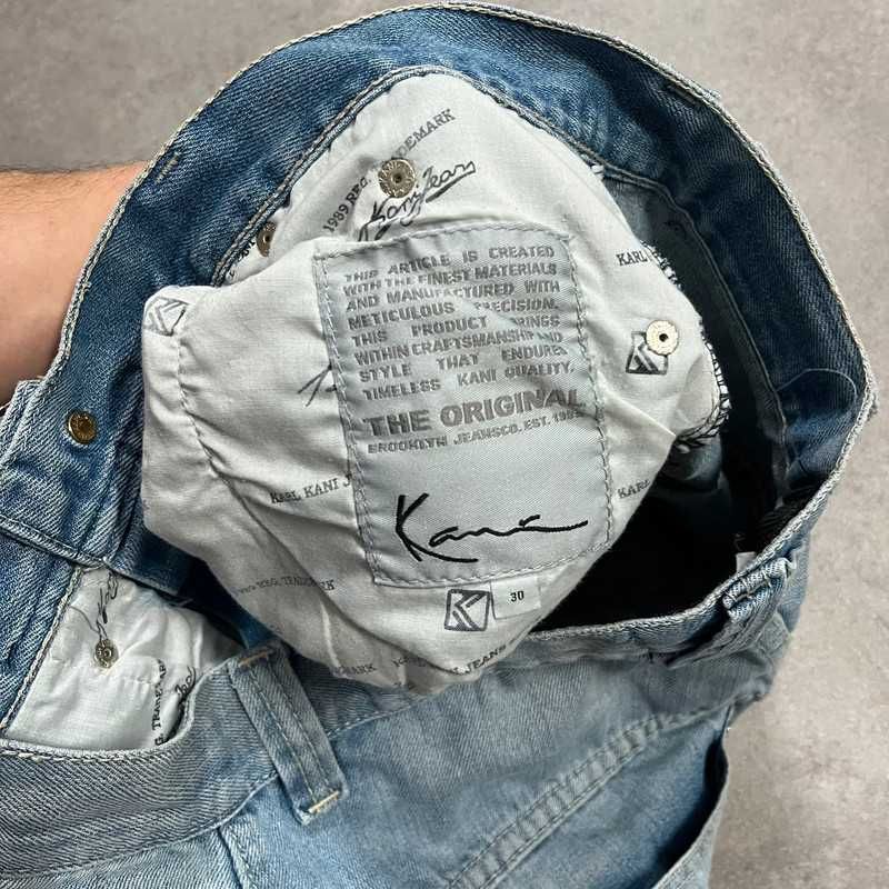 Vintage Krótkie Spodenki Karl Kani Baggy Haft Retro Rap Hip Hop Jortsy