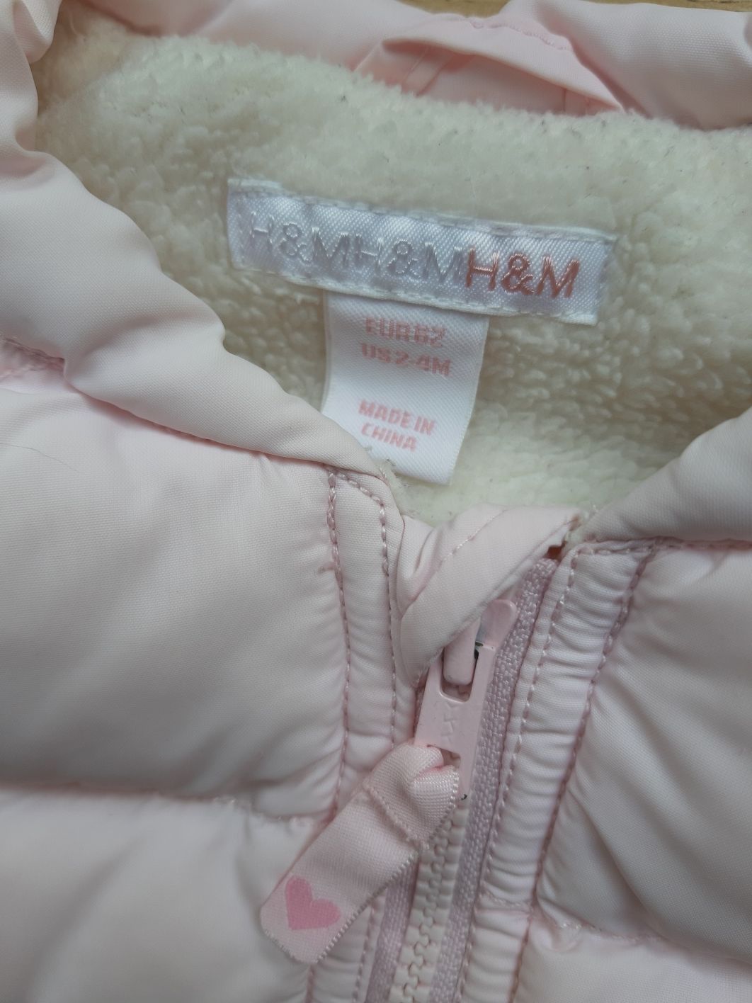 Kamizelka ocieplana bezrekawnik jasno rozowy H&M rozmiar 62, 2-4mies