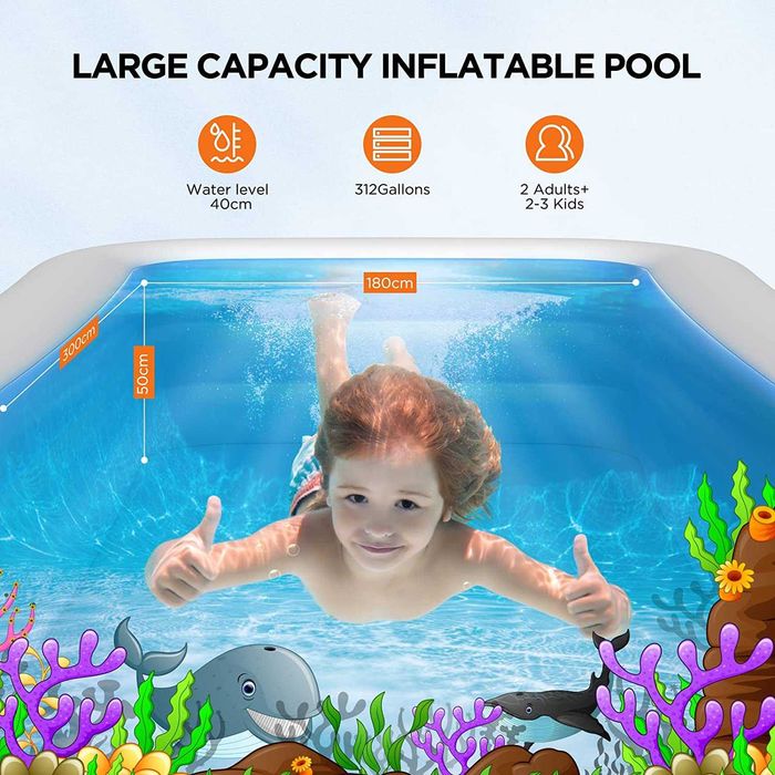 Piscina insuflável, 300 x 180 x 50 cm, Nova
