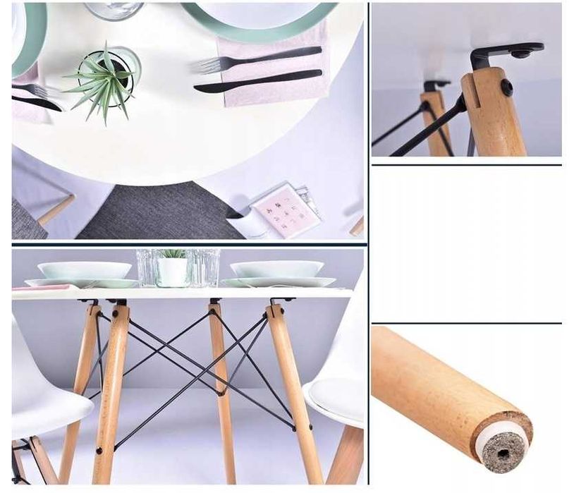 Stolik STÓŁ OKRĄGŁY Skandynawski Biały Loft 80x75cm Salon - WYPRZEDAŻ