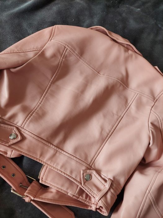 Kurtka skórzana ramoneska biker bershka pudrowy róż M aesthetic