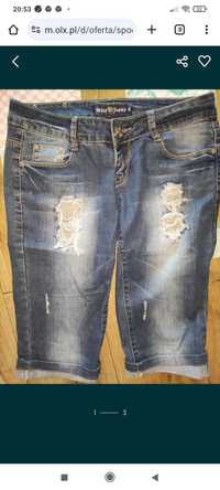 Rybaczki spodenki jeans cekiny dziury M 38