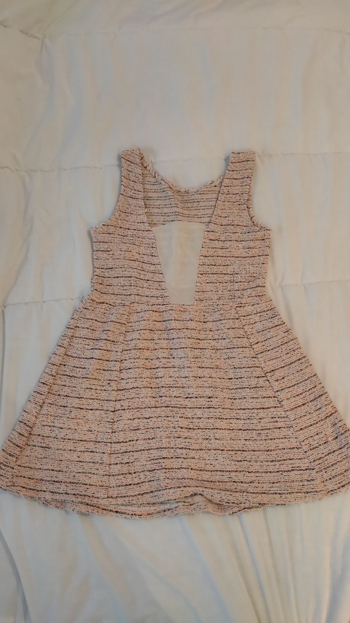 Vestido curto, Springfield, tamanho M, cor (damasco, bege e preto)