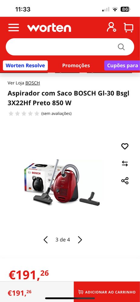 Aspirador Bosch G30 branco com saco