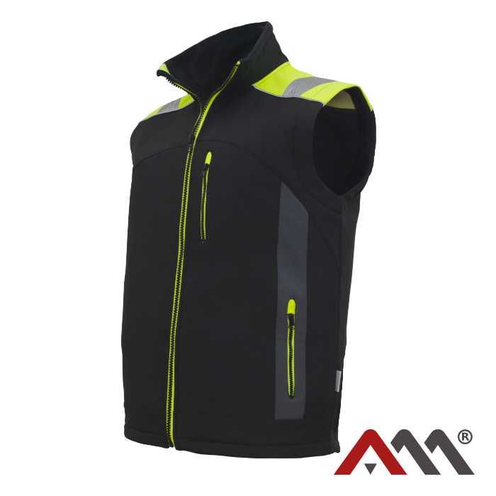 Kamizelka / bezrękawnik do pracy z pasami odblaskowymi SOFTSHELL