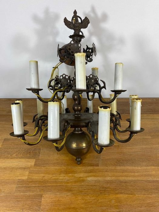 Używany, stylowy żyrandol „Księstwo Warszawskie” – 15 punktowy