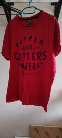 Czerwony T-shirt Superdry Cooper label XXL