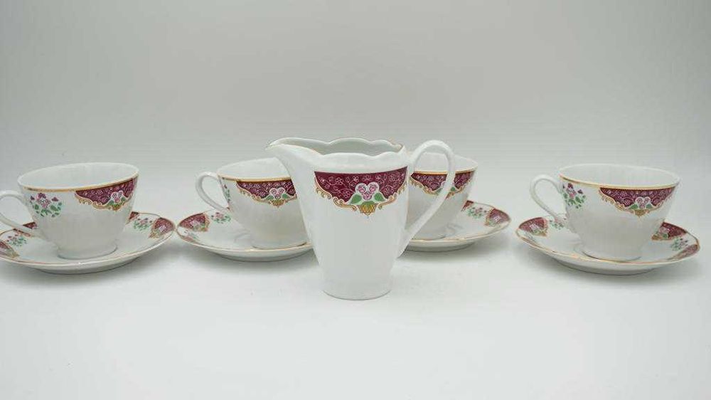 Ćmielów filiżanki na spodeczkach +mlecznik