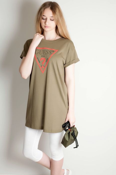 GUESS ОРИГІНАЛ. Туніка подовжена футболка сукня плаття хакі оливкова S