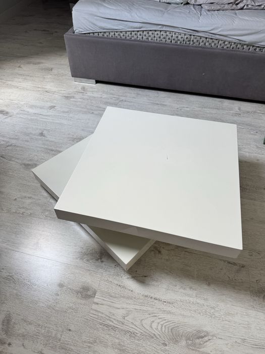 Stolik kawowy 75x75 biały połysk