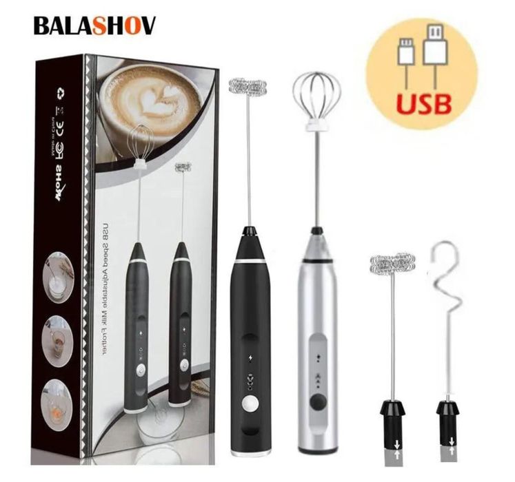 Ручний міксер капучинатор з насадками та USB-зарядкою