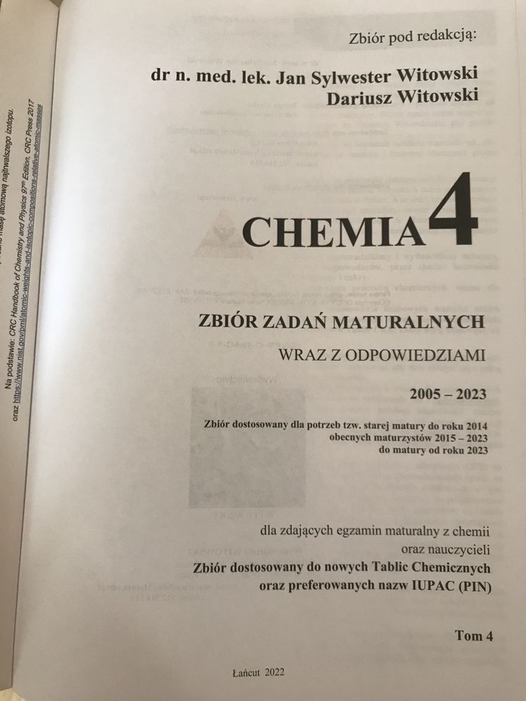 Zbiór zadań z chemii witowski tom 4