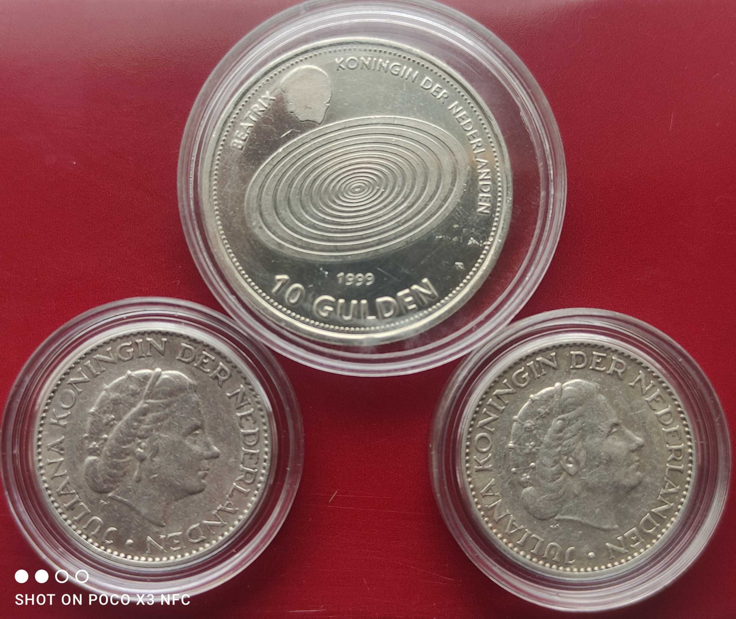 Monety srebrne zestaw Holandia 10 guldenów i 1 gulden proof srebro ag