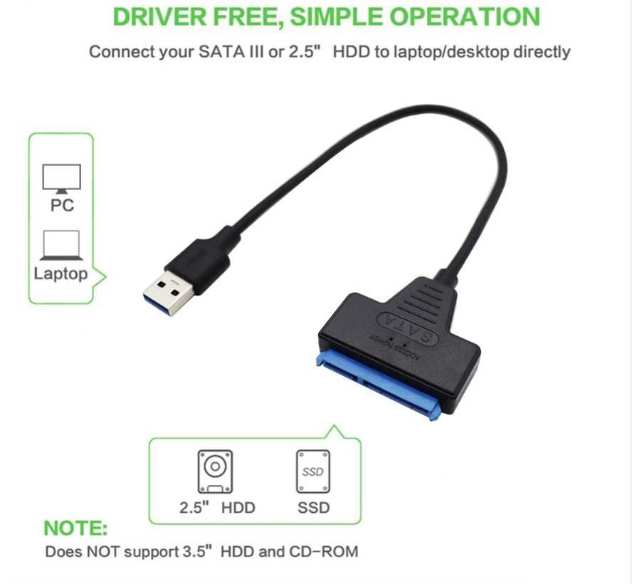 USB 3.0 до SATA адаптер конвертер, кабель SSD жорсткого диска