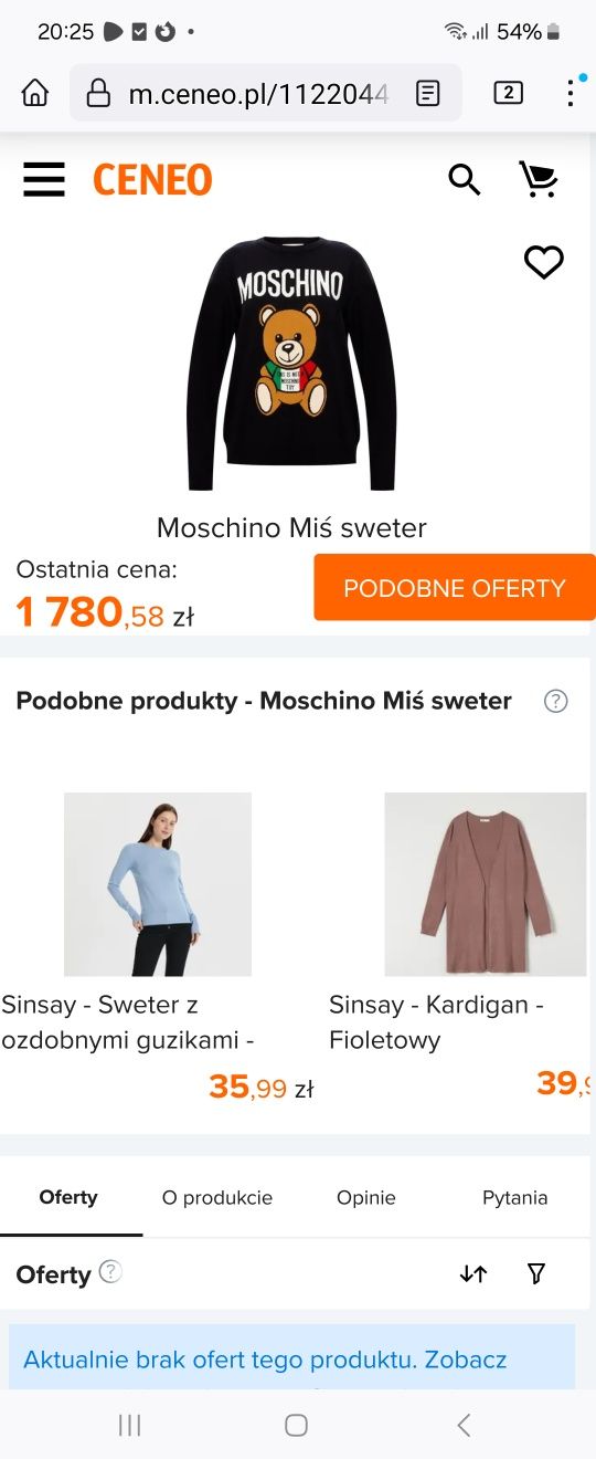 OKAZJA!!! Przecena!!! MOSCHINO Męski sweter roz XL 54