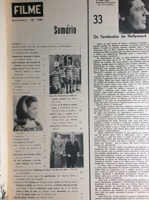 Filme, Revista Mensal de Cinema, Dezembro de 1961.